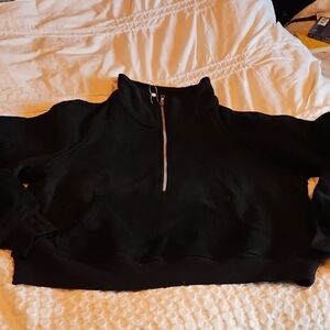 Black Half-Zip Women's Top Size Largw